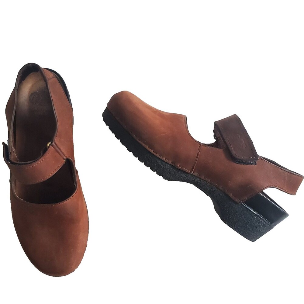 Wolky Women’s Leather Clogs US 6.5 EU 37 Brown Mary Jane Slingback Adjustable
